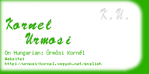 kornel urmosi business card